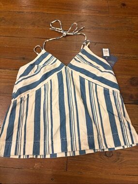 Universal Thread Blue and White Striped Halter Tank Top